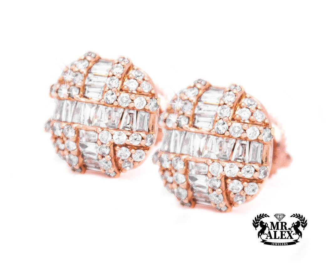 10K Baguette and Round Diamond Earrings 1.15 CT - Mr. Alex Jewelry