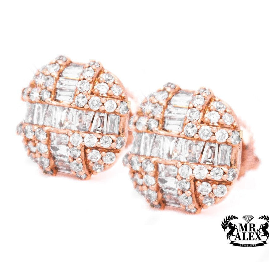 10K Baguette and Round Diamond Earrings 1.15 CT - Mr. Alex Jewelry