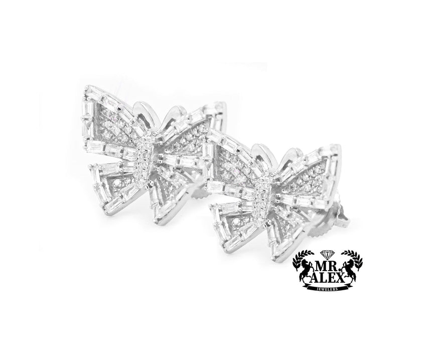 10K Baguette Butterfly Stud Earrings 0.55CT - Mr. Alex Jewelry