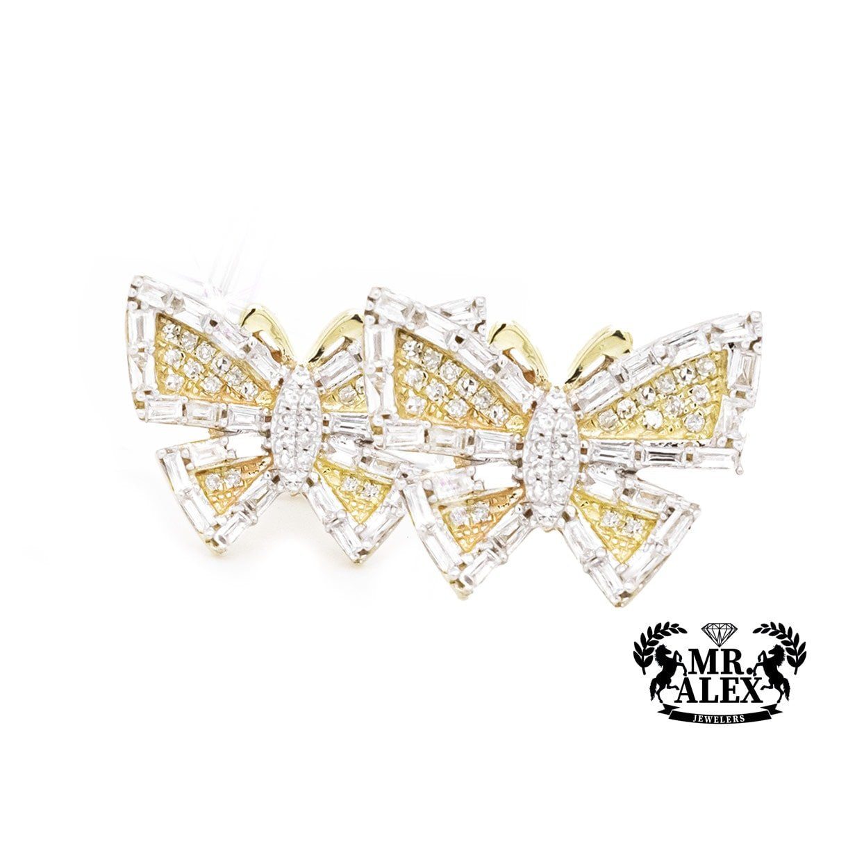 10K Baguette Butterfly Stud Earrings 0.75CT - Mr. Alex Jewelry