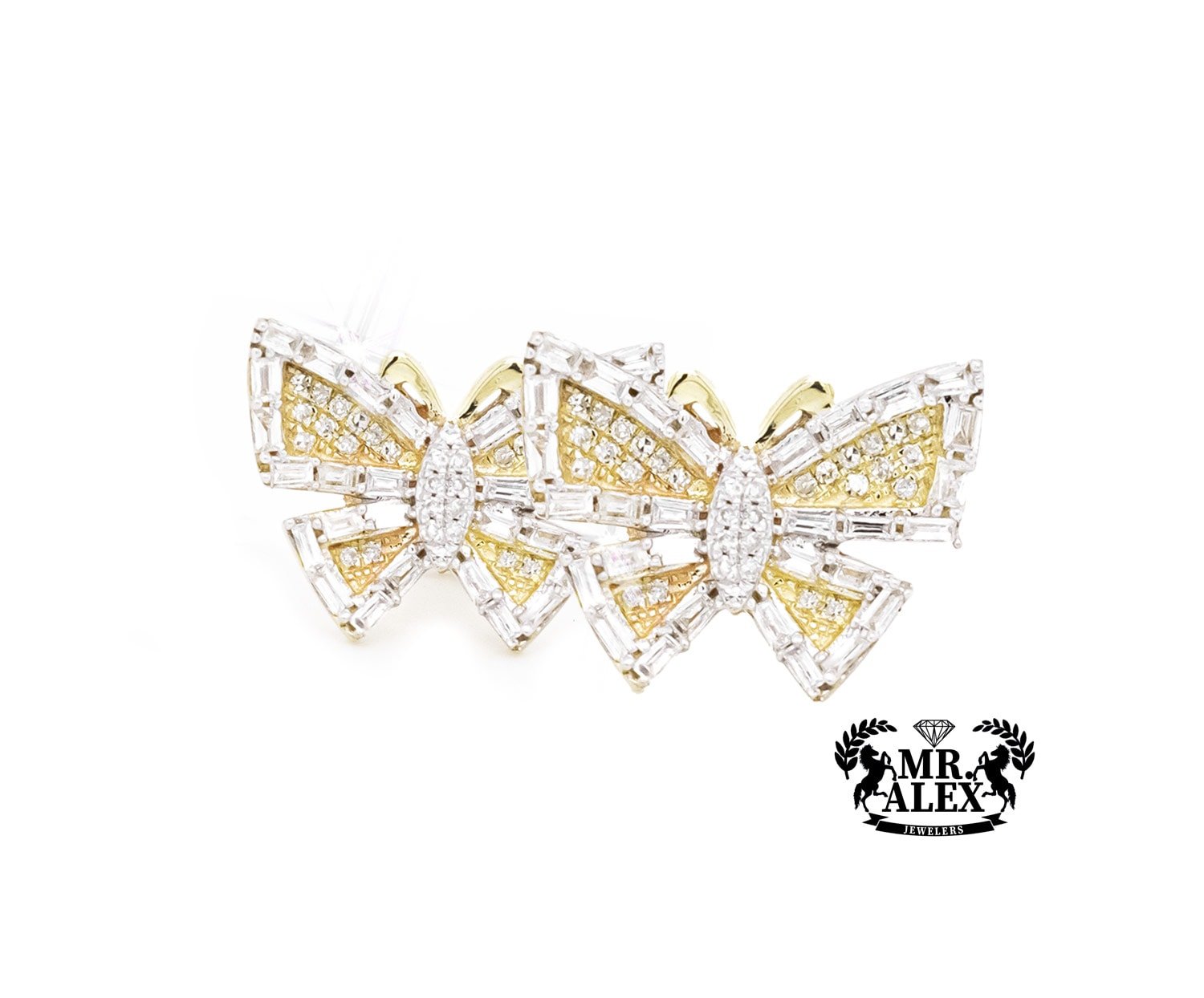 10K Baguette Butterfly Stud Earrings 0.75CT - Mr. Alex Jewelry