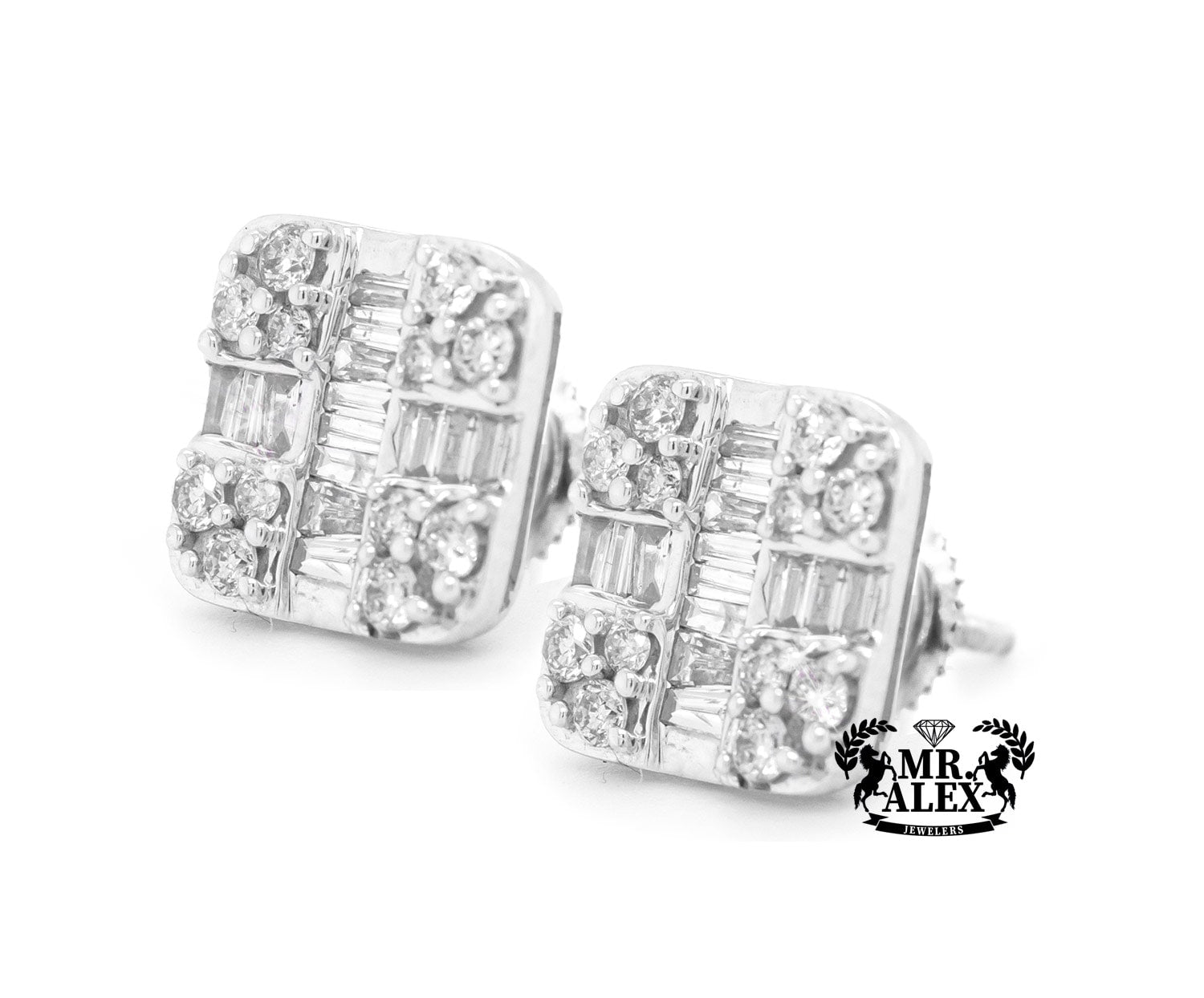 10K Baguette Cut Diamond Stud Earrings 0.50CT