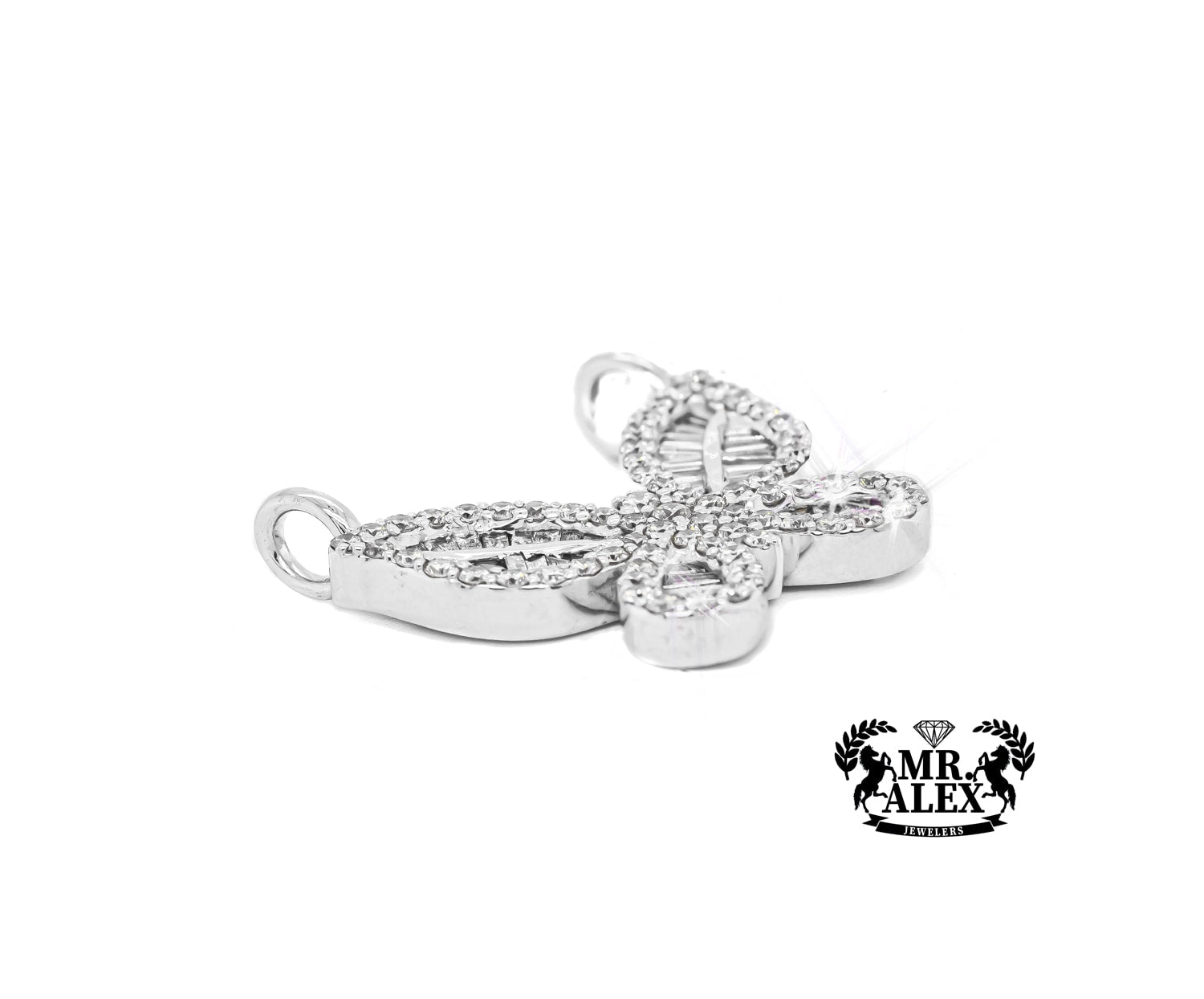 10K Baguette Diamond Butterfly Pendant 1.75CT White Gold - Mr. Alex Jewelry