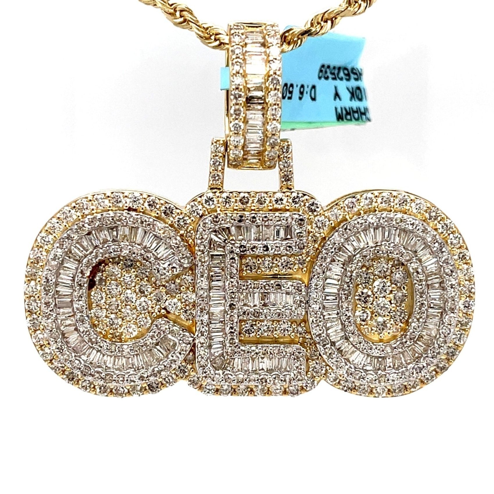 10K Baguette Diamond CEO Pendant 6.50CT - Mr. Alex Jewelry