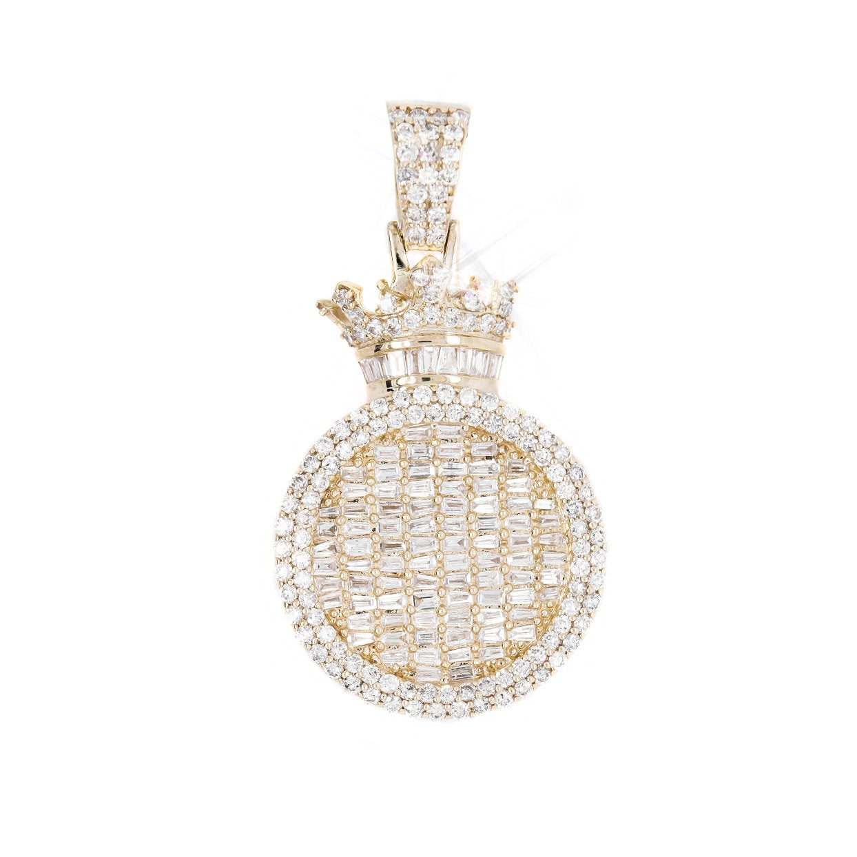 10K Baguette Diamond Circle Pendant 2.75CT - Mr. Alex Jewelry