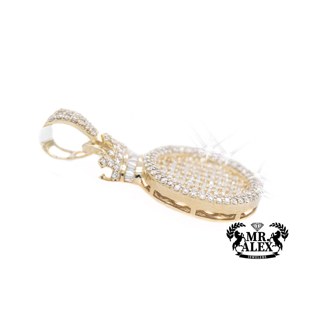 10K Baguette Diamond Circle Pendant 2.75CT - Mr. Alex Jewelry