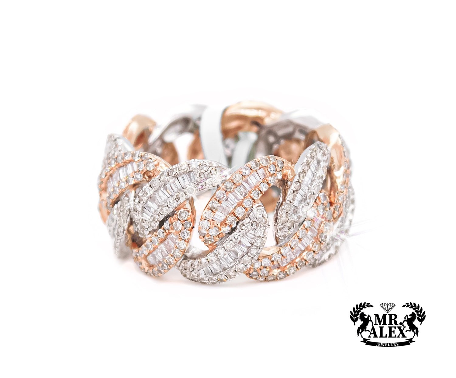 10K Baguette Diamond Cuban Ring 4.25ct