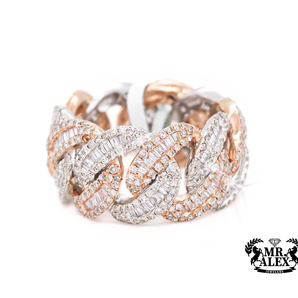 10K Baguette Diamond Cuban Ring 4.25ct - Mr. Alex Jewelry