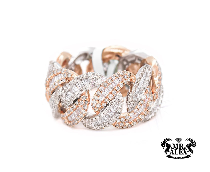 10K Baguette Diamond Cuban Ring 4.25ct - Mr. Alex Jewelry