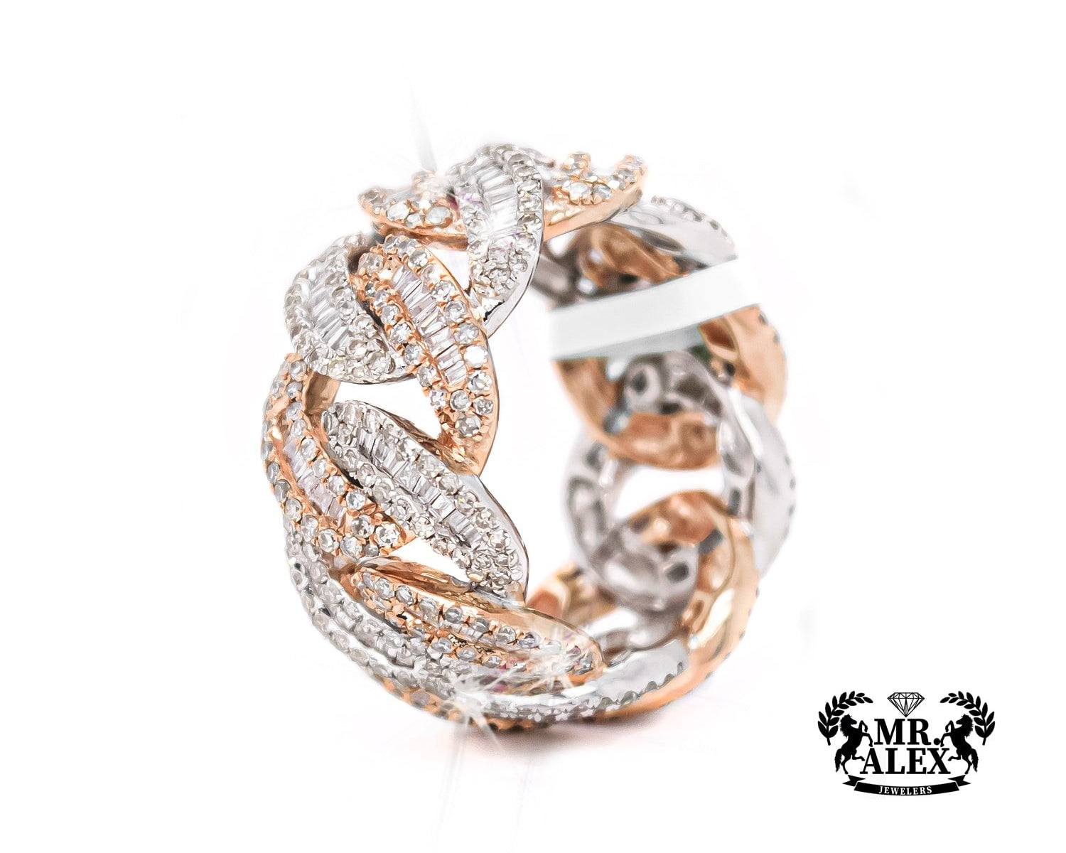 10K Baguette Diamond Cuban Ring 4.25ct - Mr. Alex Jewelry