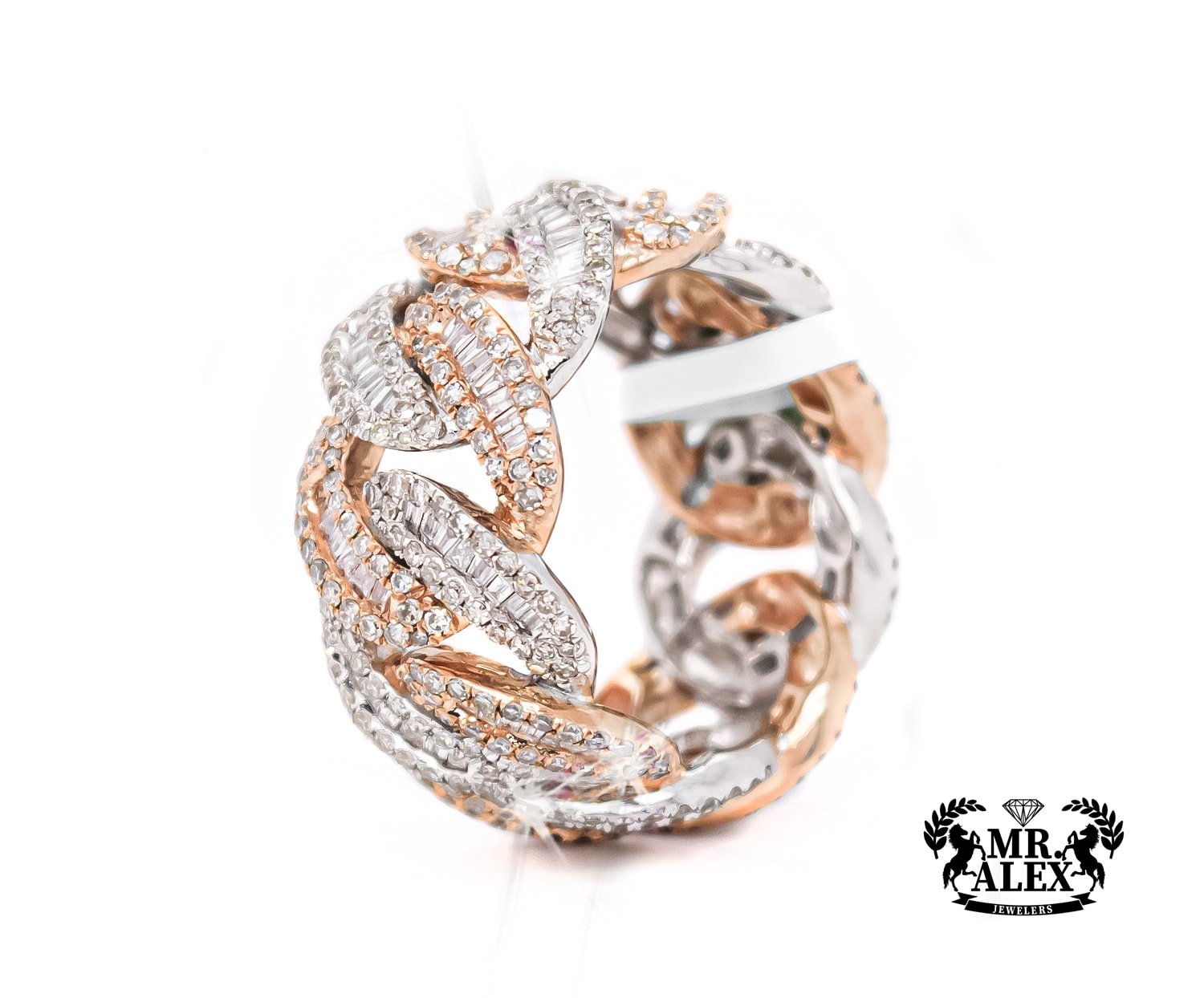 10K Baguette Diamond Cuban Ring 4.25ct - Mr. Alex Jewelry