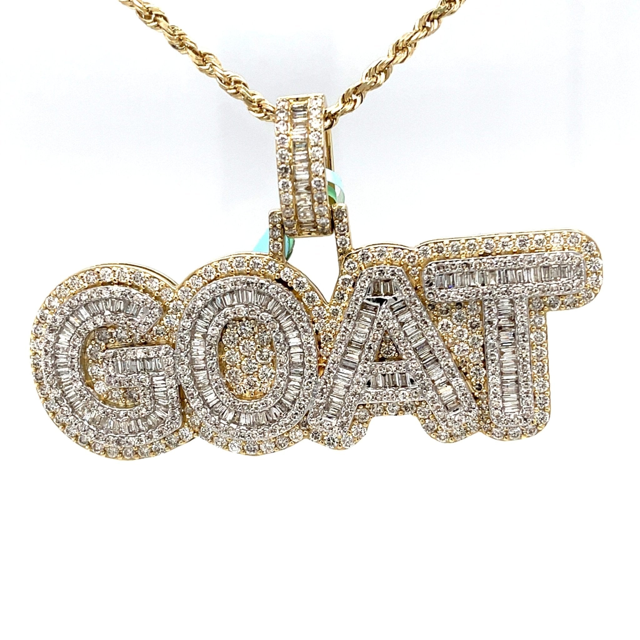 10K Baguette Diamond Goat Pendant 7.25CT - Mr. Alex Jewelry