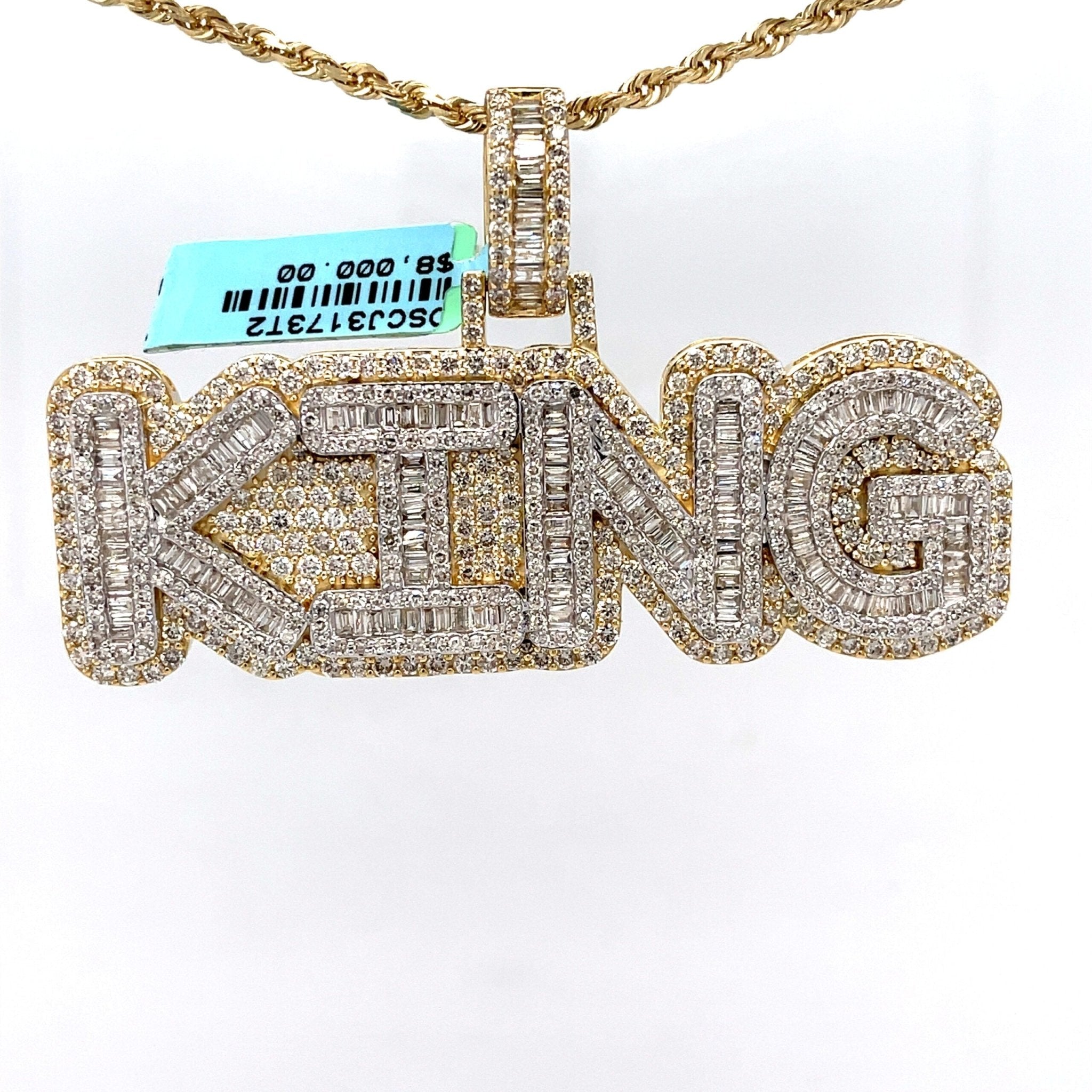 10K Baguette Diamond King Pendant 7.75CT - Mr. Alex Jewelry