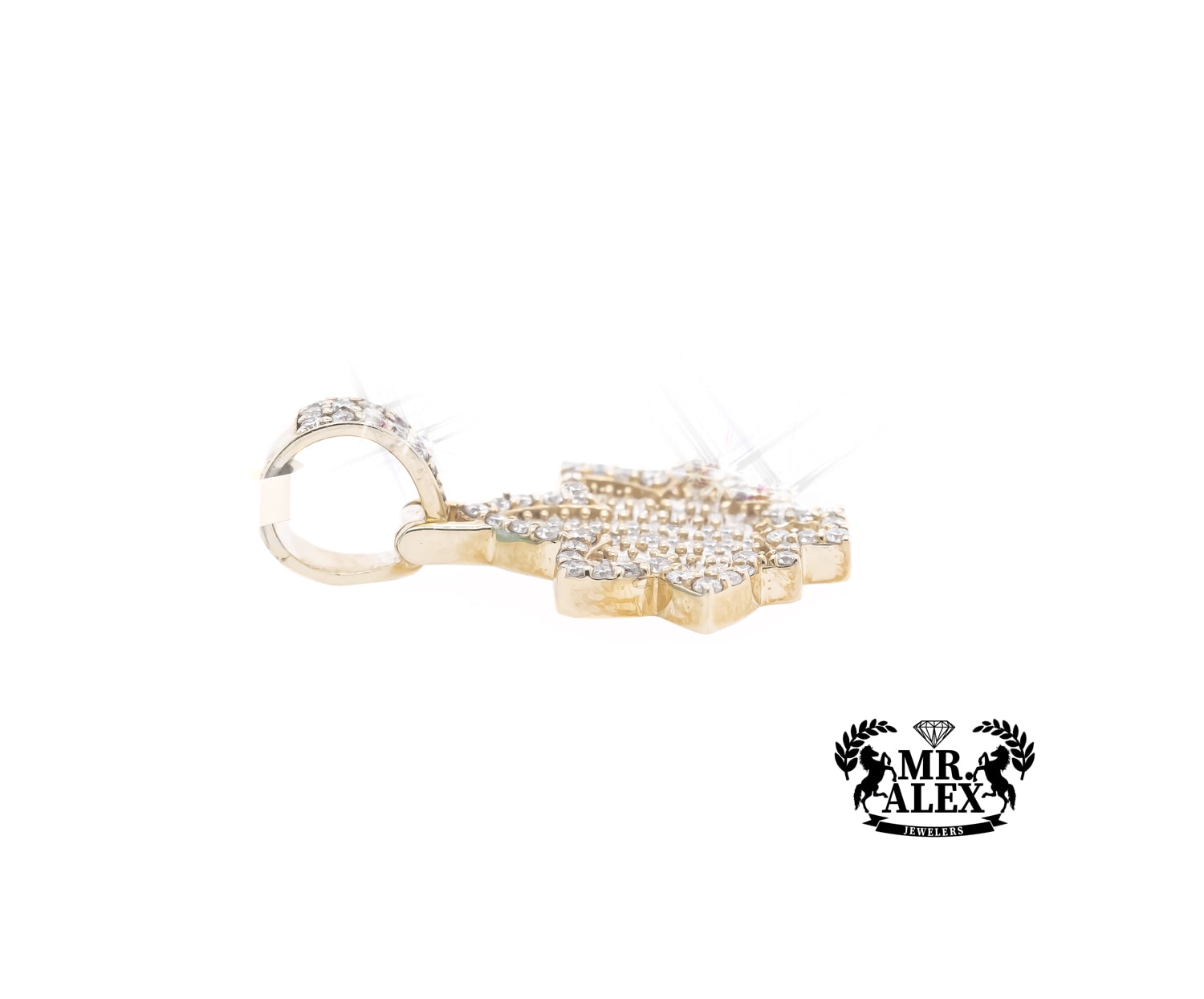 10K Baguette Diamond Leaf Pendant 1.0 ct - Mr. Alex Jewelry