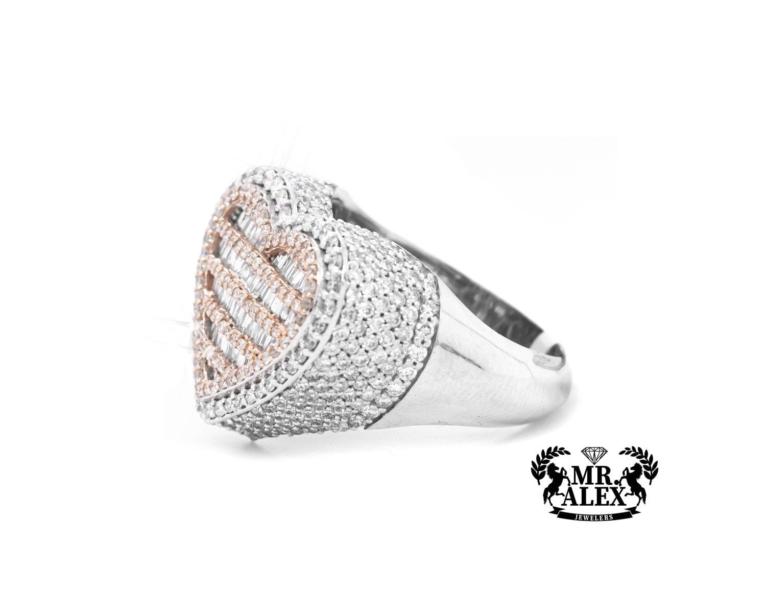 10k Baguette Heart Diamond Ring 2.80ct - Mr. Alex Jewelry