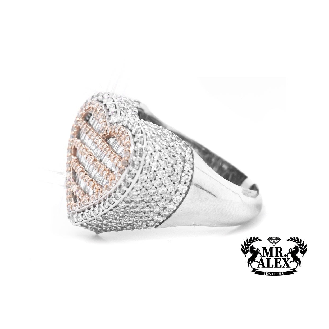 10k Baguette Heart Diamond Ring 2.80ct - Mr. Alex Jewelry