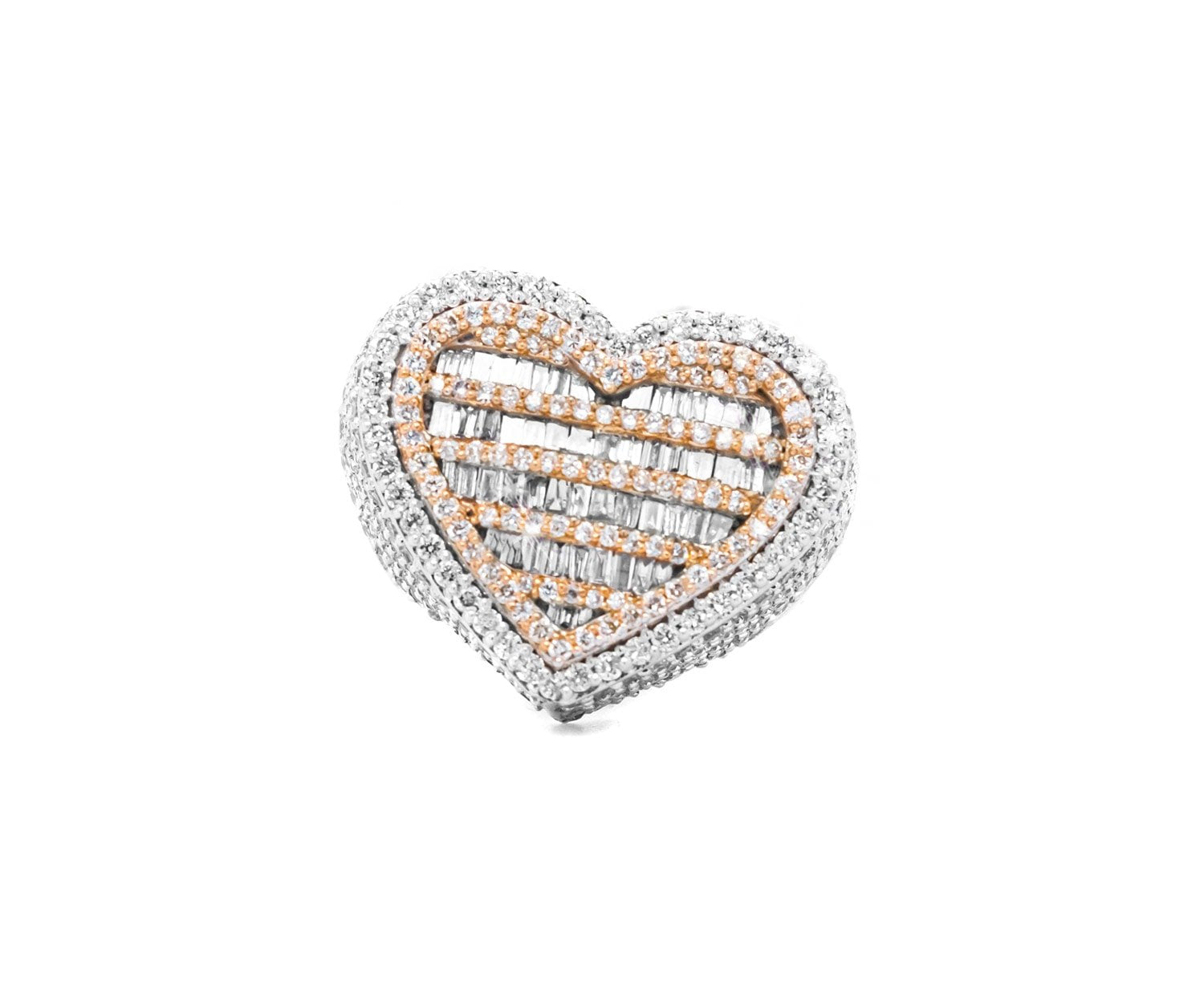 10k Baguette Heart Diamond Ring 2.80ct