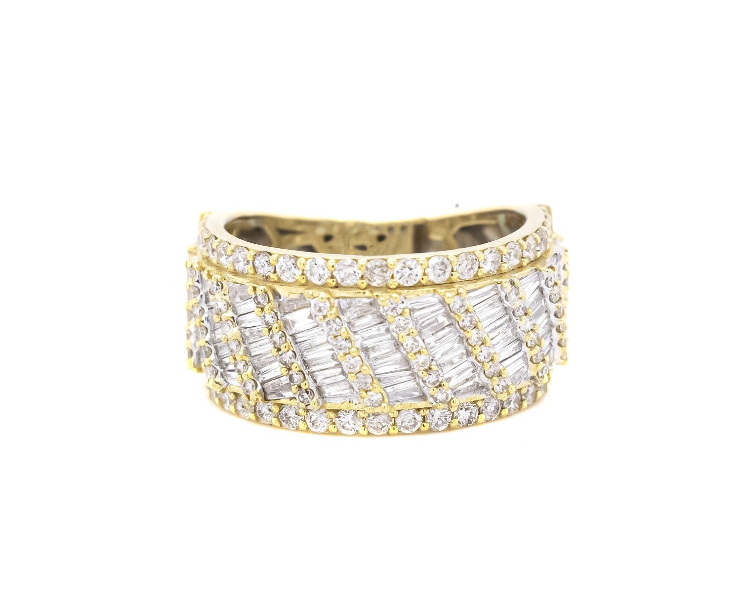 10k Baguette Row Men's Diamond Ring 2.35ct