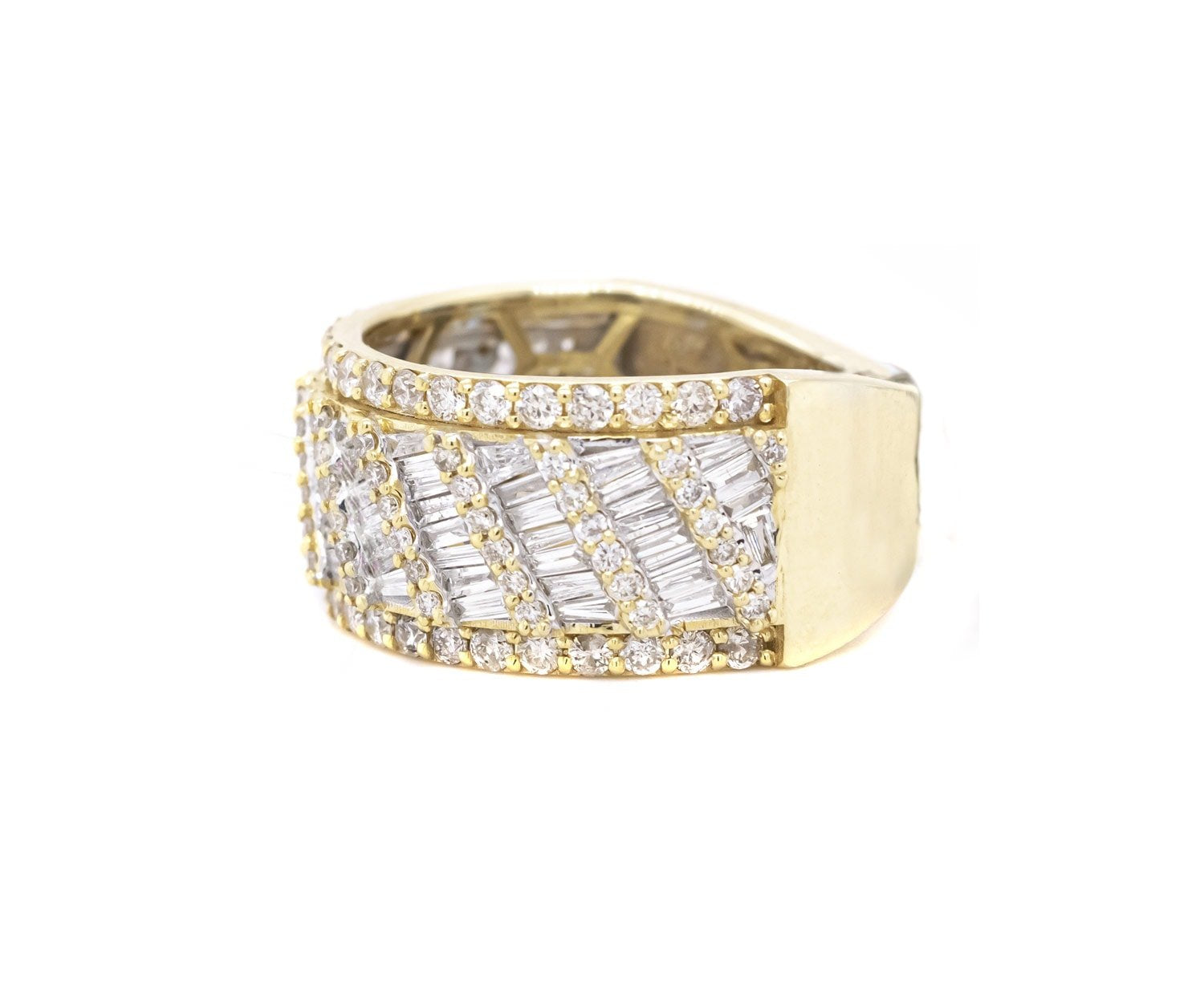 10k Baguette Row Men's Diamond Ring 2.35ct - Mr. Alex Jewelry