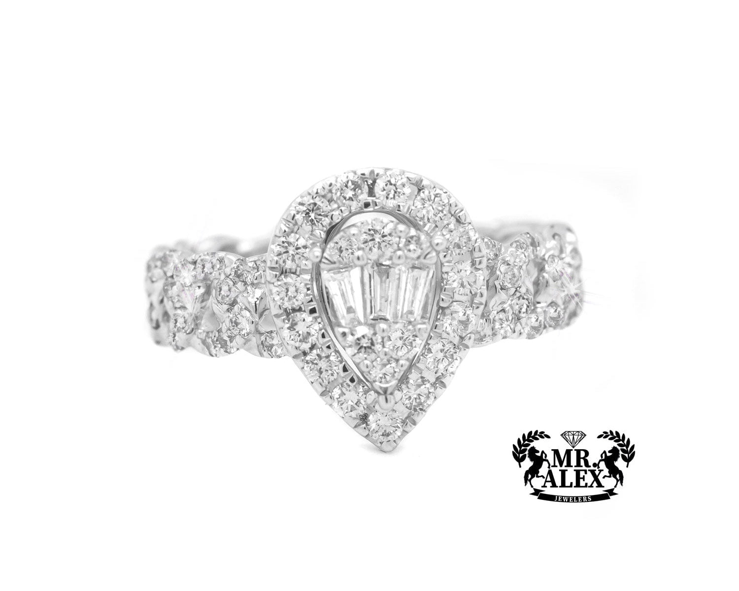 10k Baguette Teardrop Diamond Ring 0.75ct - Mr. Alex Jewelry