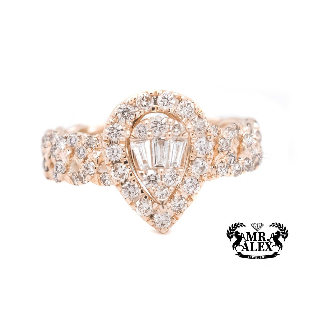 10k Baguette Teardrop Diamond Ring 0.75ct - Mr. Alex Jewelry