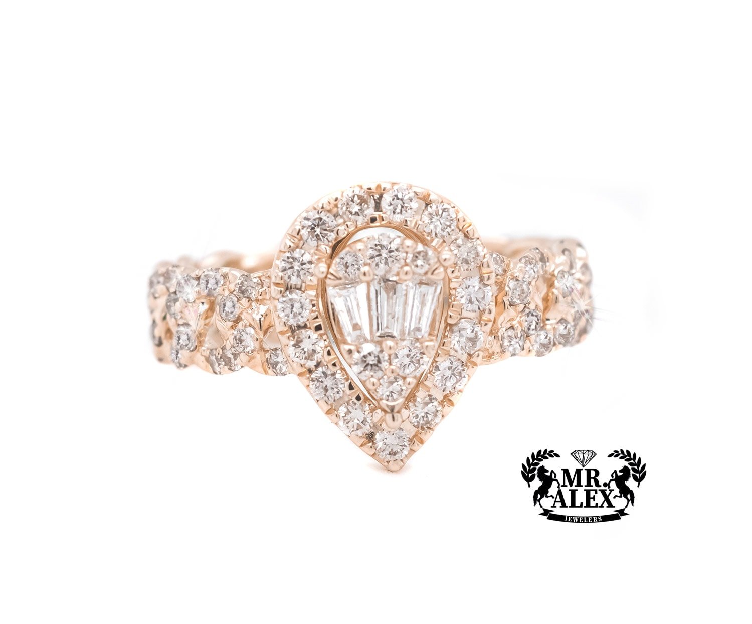 10k Baguette Teardrop Diamond Ring 0.75ct - Mr. Alex Jewelry