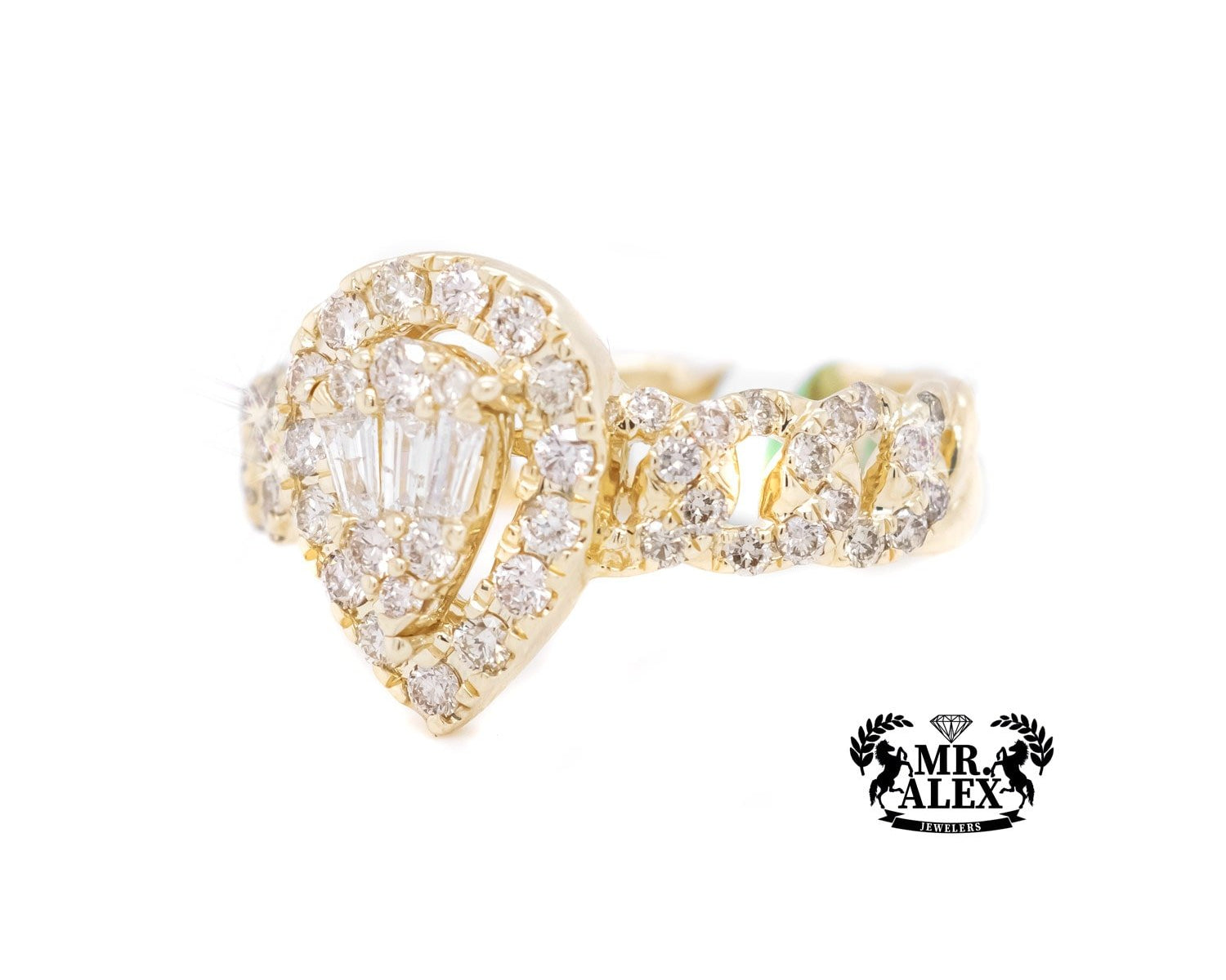 10k Baguette Teardrop Diamond Ring 0.75ct - Mr. Alex Jewelry