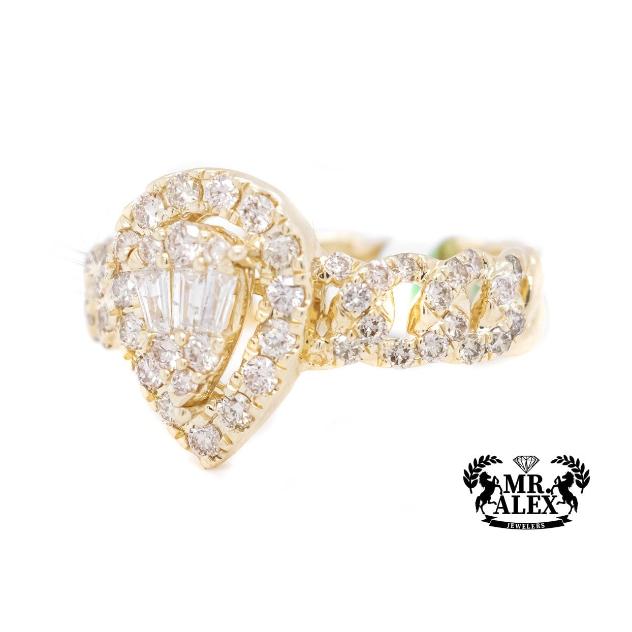 10k Baguette Teardrop Diamond Ring 0.75ct - Mr. Alex Jewelry