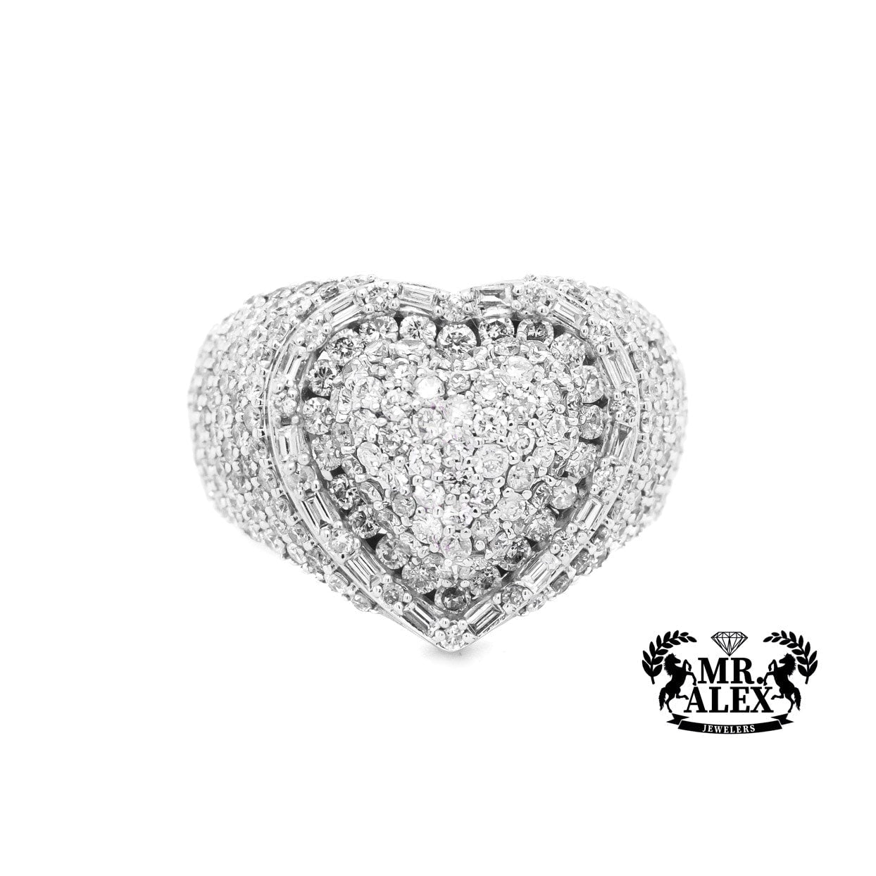 10k Big 3D Heart Diamond Ring 3.75ct - Mr. Alex Jewelry