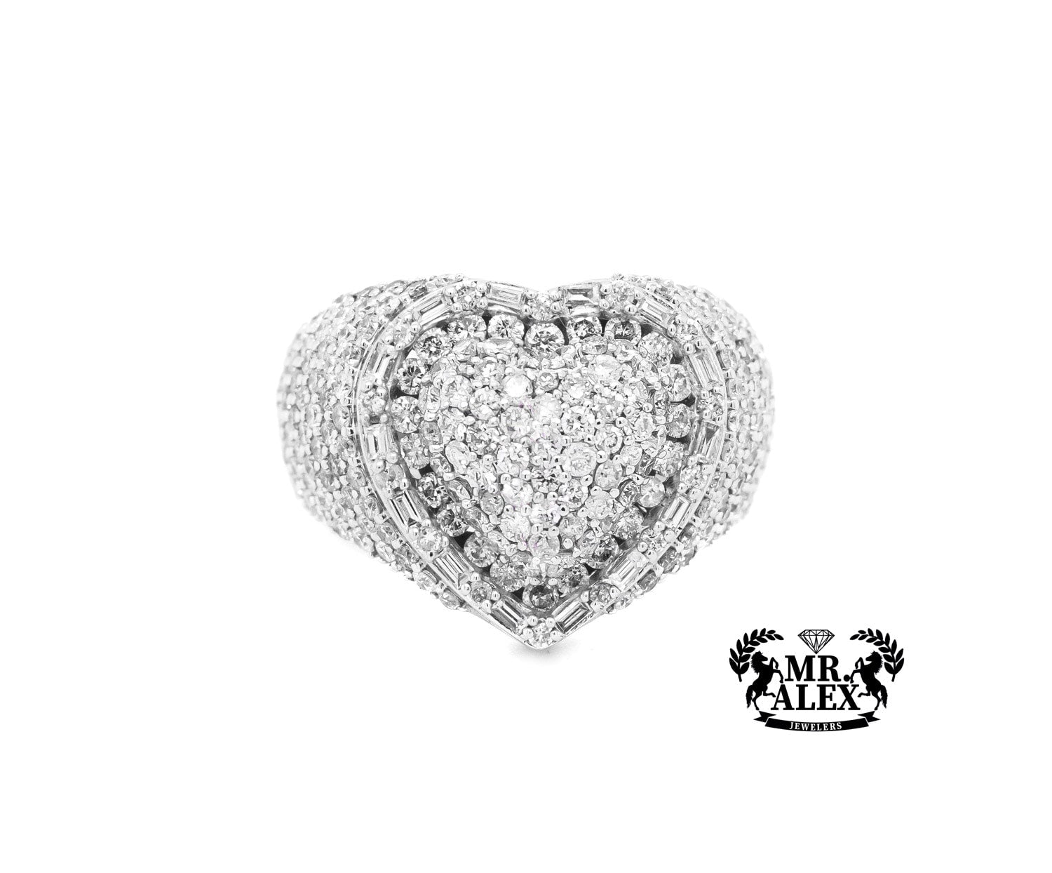 10k Big 3D Heart Diamond Ring 3.75ct - Mr. Alex Jewelry