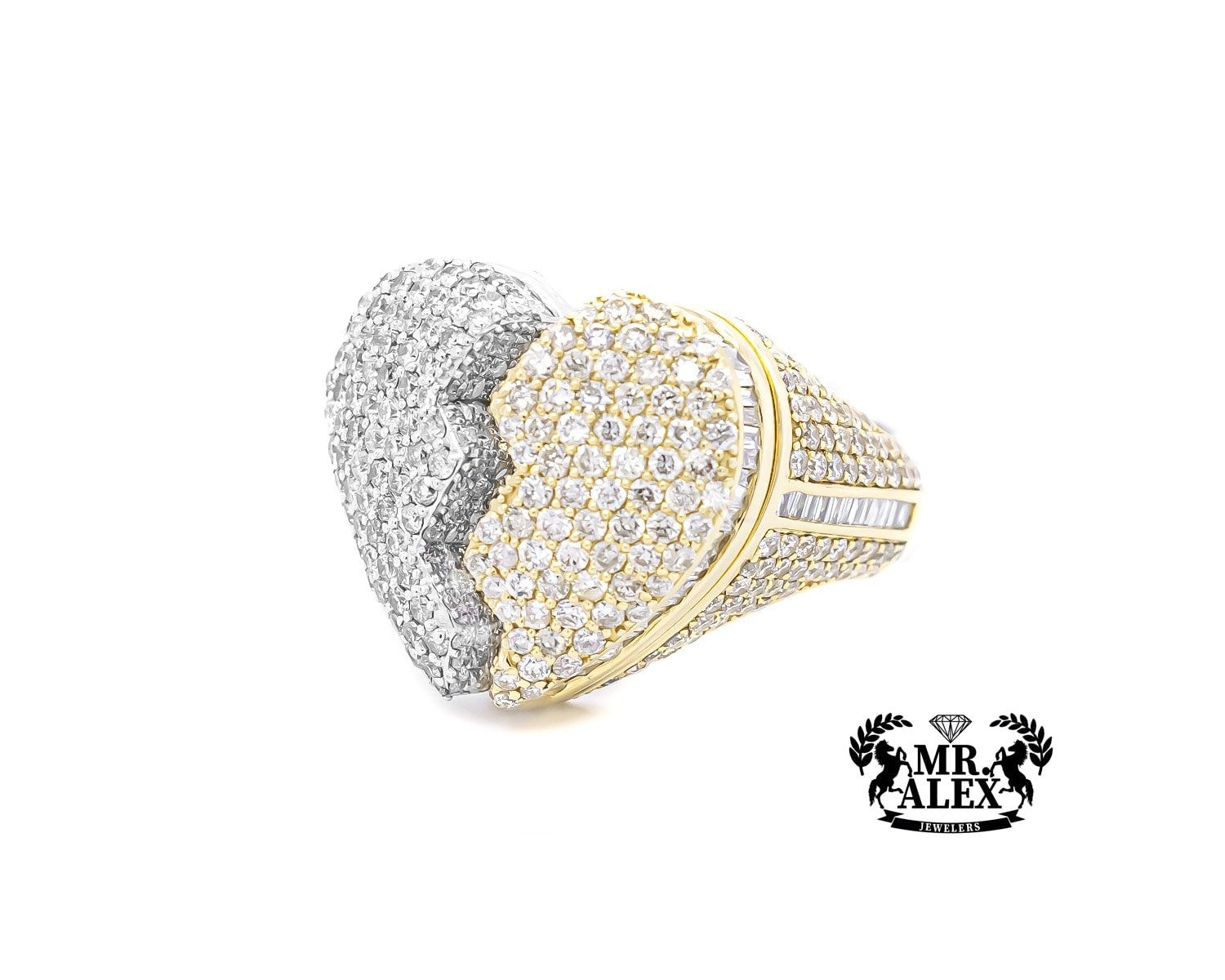 10k Big Broken Heart Diamond Ring 3.75ct - Mr. Alex Jewelry