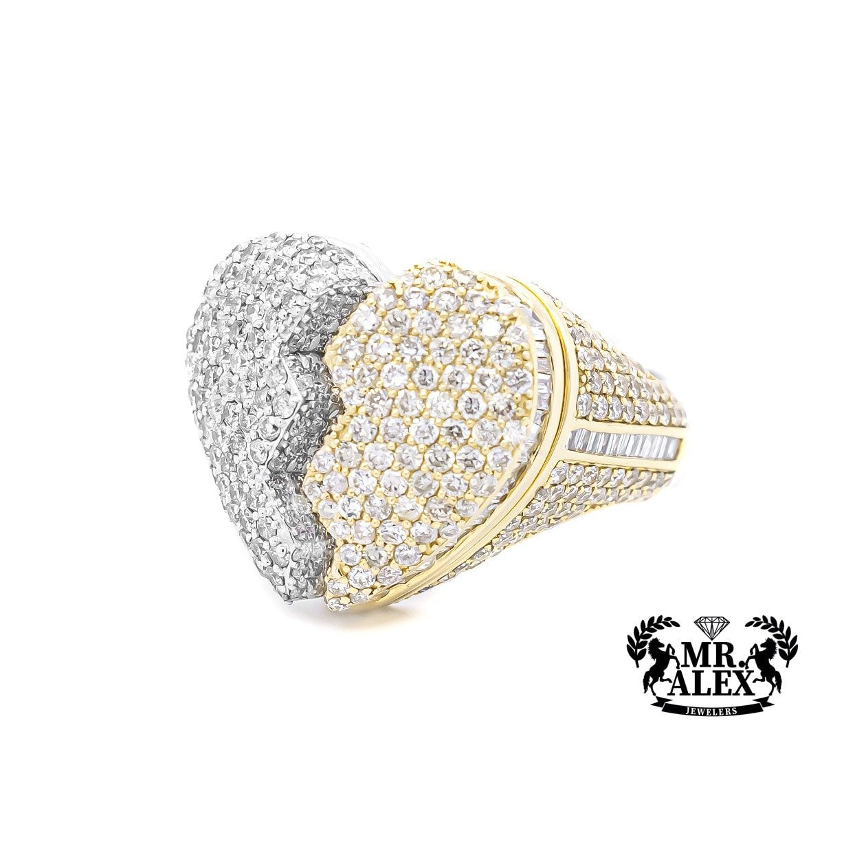 10k Big Broken Heart Diamond Ring 3.75ct - Mr. Alex Jewelry