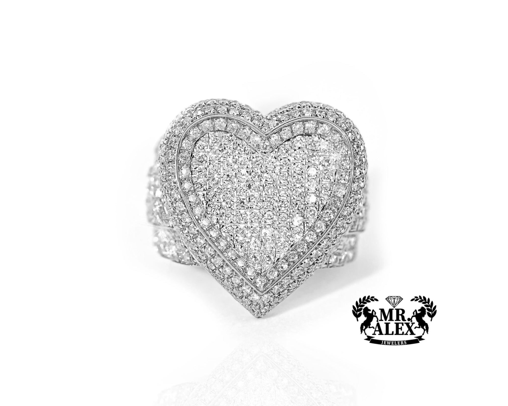 10K Big Heart Halo Love Diamond Ring 2.25ct - Mr. Alex Jewelry