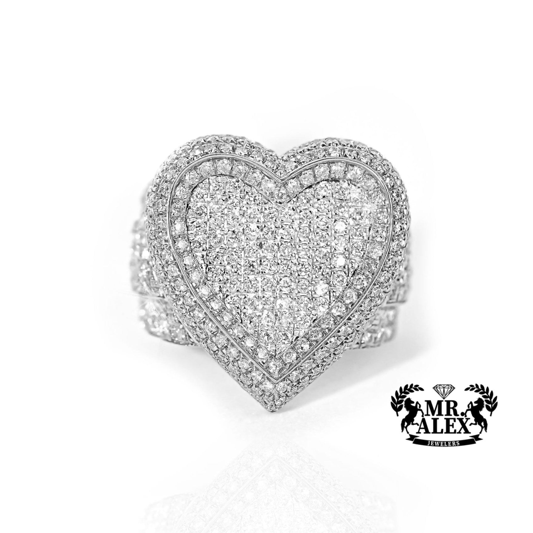 10K Big Heart Halo Love Diamond Ring 2.25ct - Mr. Alex Jewelry