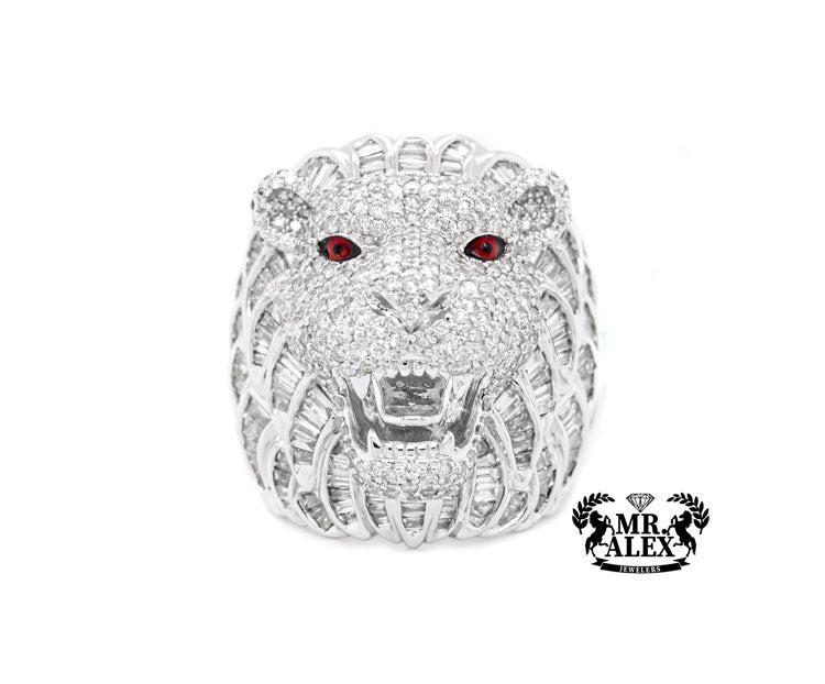 10K Big Lion Head Diamond Ring 5.75ct