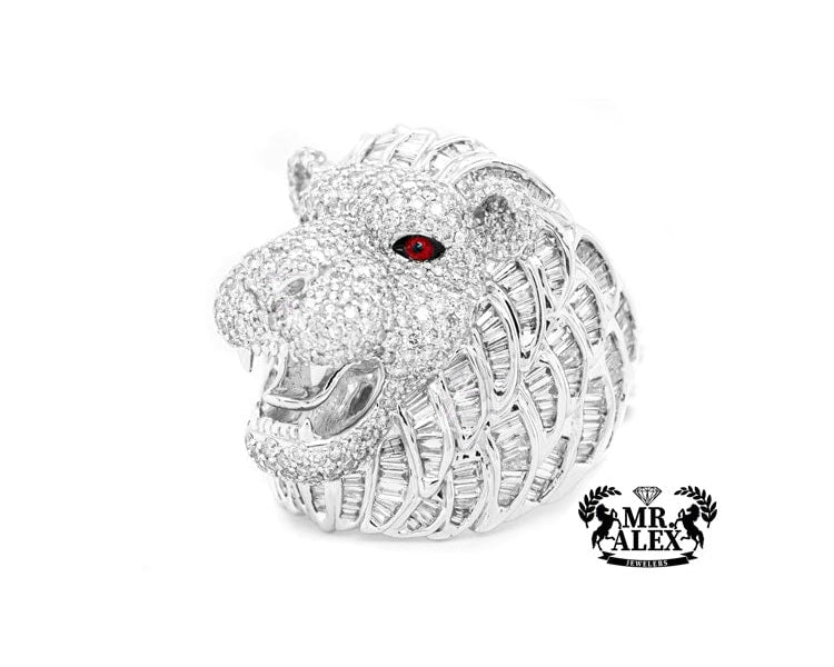 10K Big Lion Head Diamond Ring 5.75ct - Mr. Alex Jewelry