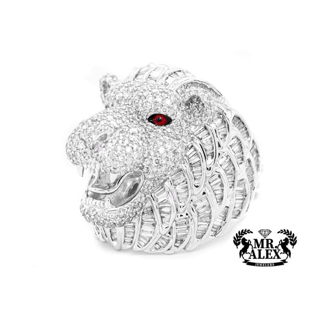 10K Big Lion Head Diamond Ring 5.75ct - Mr. Alex Jewelry