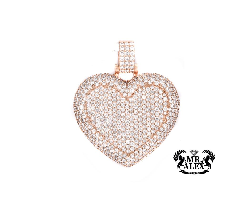 10K Big Luxury Heart Diamond Pendant 4.66CT