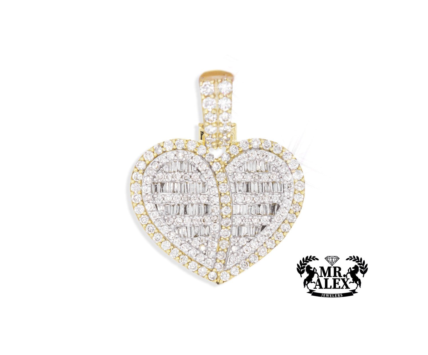 10K Broken Heart Diamond Pendant 1.60CT