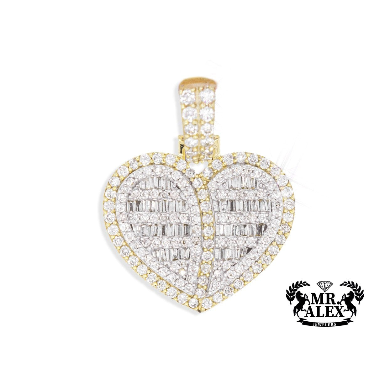 10K Broken Heart Diamond Pendant 1.60CT - Mr. Alex Jewelry