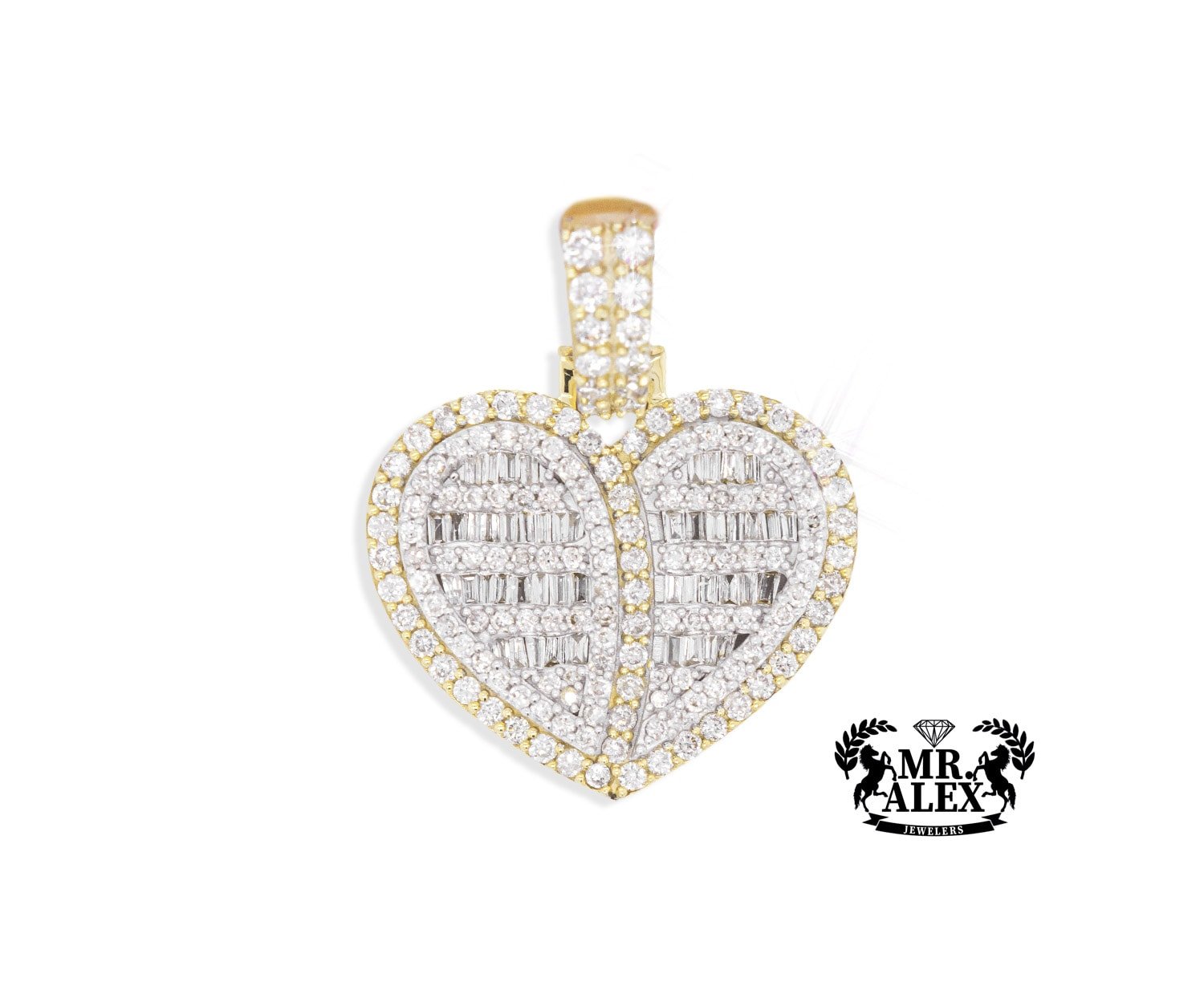 10K Broken Heart Diamond Pendant 1.60CT - Mr. Alex Jewelry