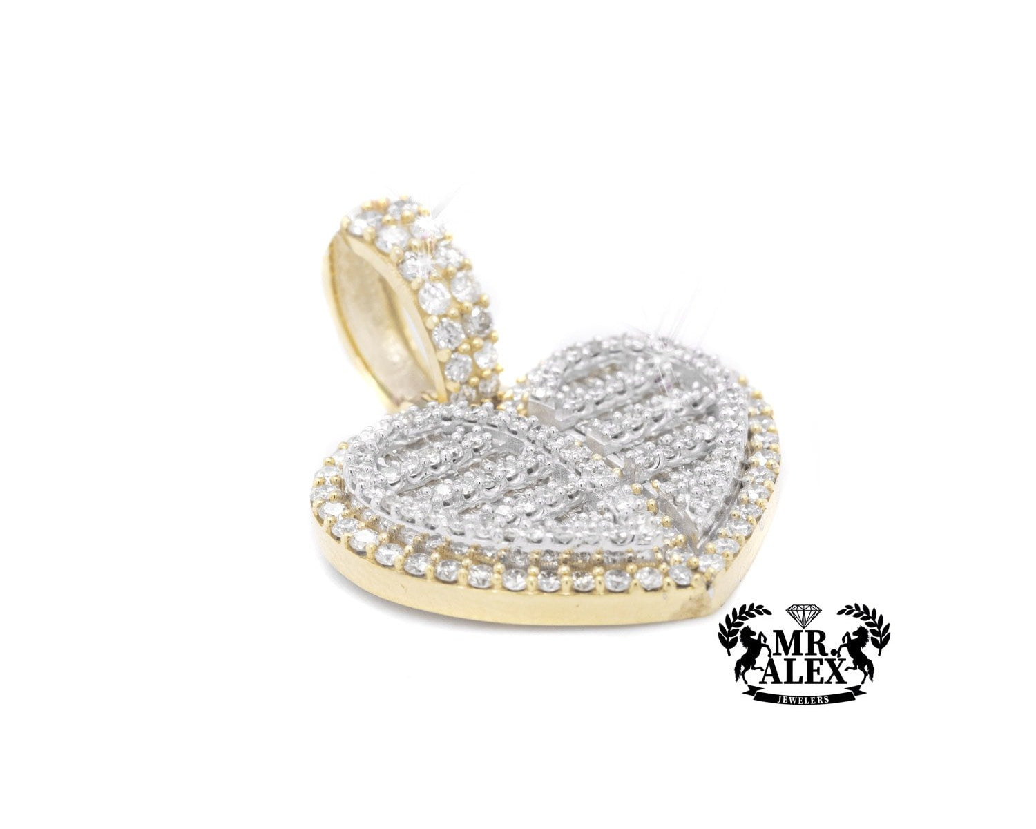 10K Broken Heart Diamond Pendant 1.60CT - Mr. Alex Jewelry