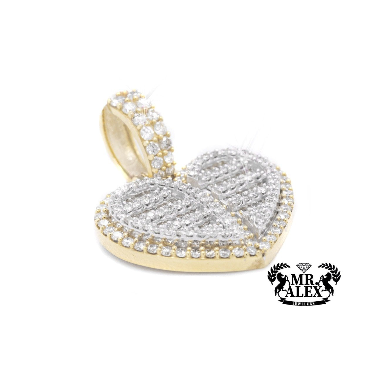 10K Broken Heart Diamond Pendant 1.60CT - Mr. Alex Jewelry