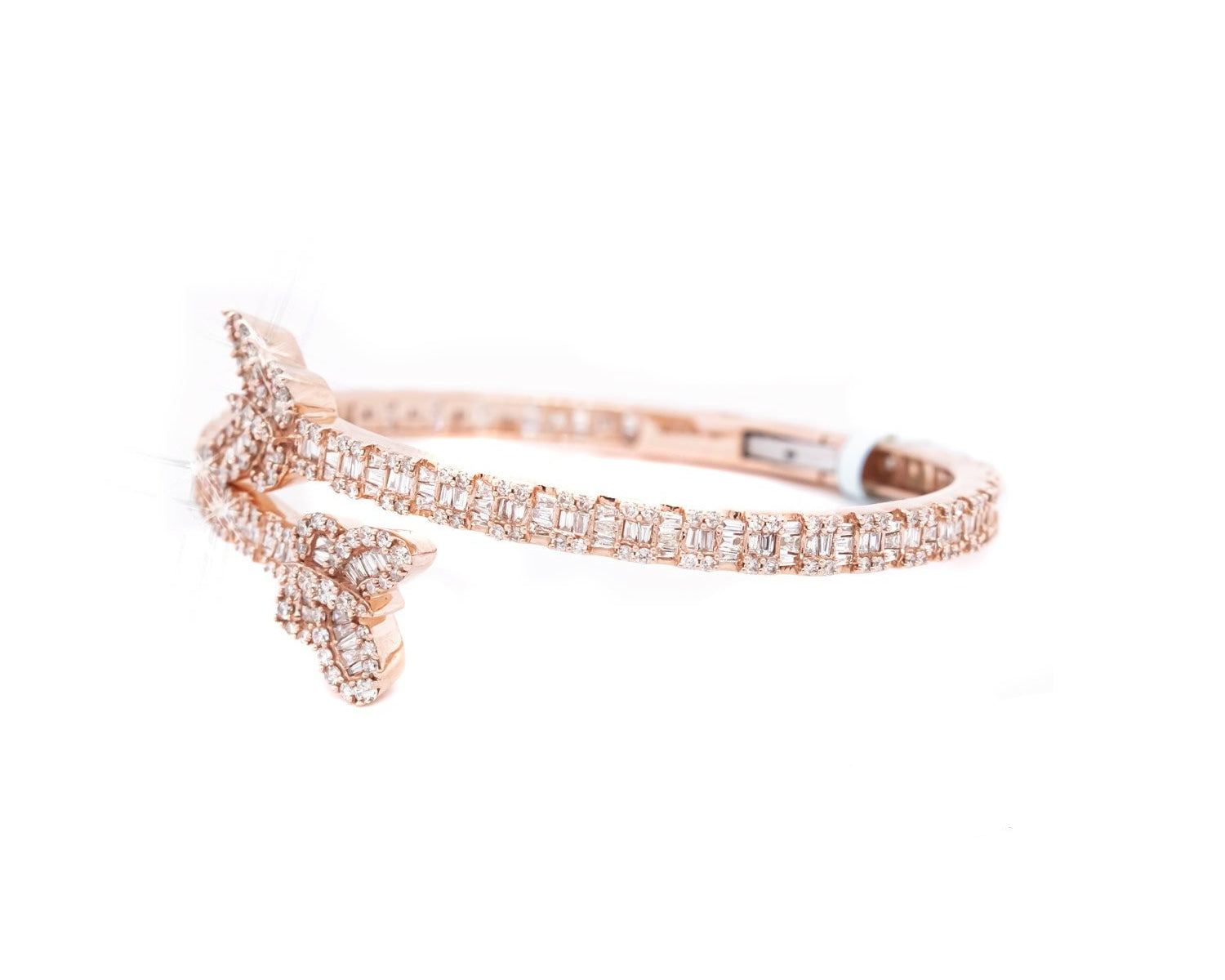 10k Butterfly Baguette Diamonds Bangle 4.0ct - Mr. Alex Jewelry