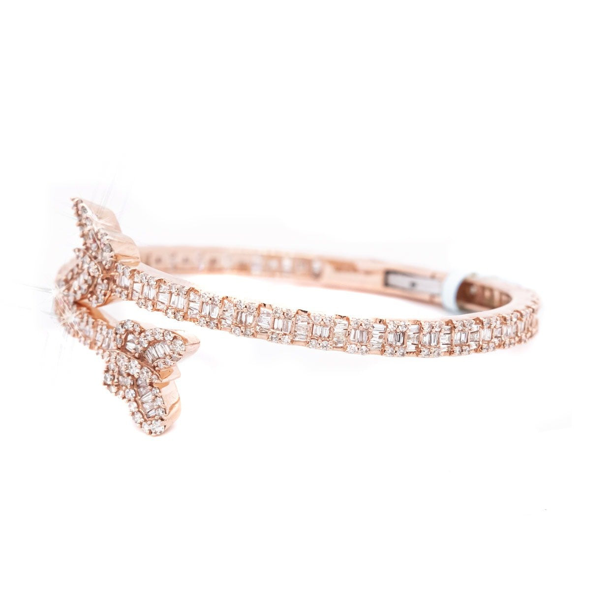 10k Butterfly Baguette Diamonds Bangle 4.0ct - Mr. Alex Jewelry