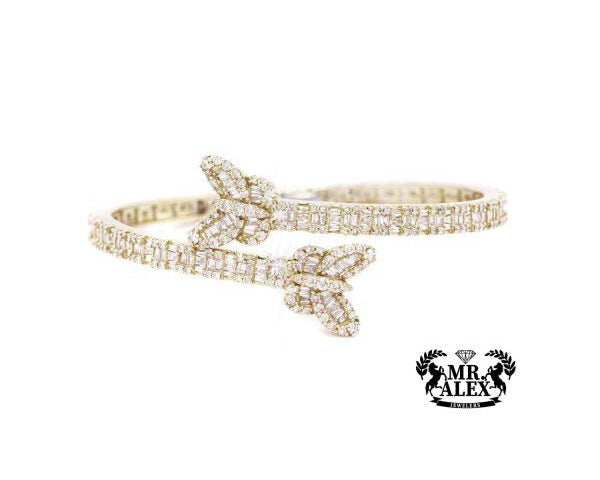 10k Butterfly Baguette Diamonds Bangle 4.0ct - Mr. Alex Jewelry