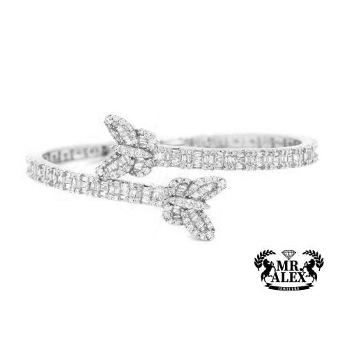 10k Butterfly Baguette Diamonds Bangle 4.0ct - Mr. Alex Jewelry