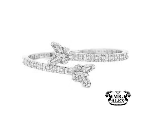 10k Butterfly Baguette Diamonds Bangle 4.0ct - Mr. Alex Jewelry