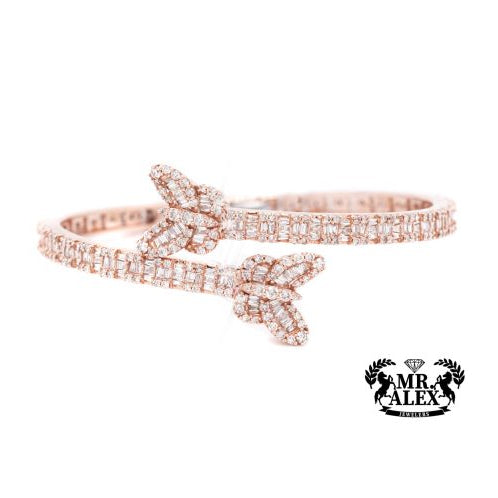 10k Butterfly Baguette Diamonds Bangle 4.0ct - Mr. Alex Jewelry