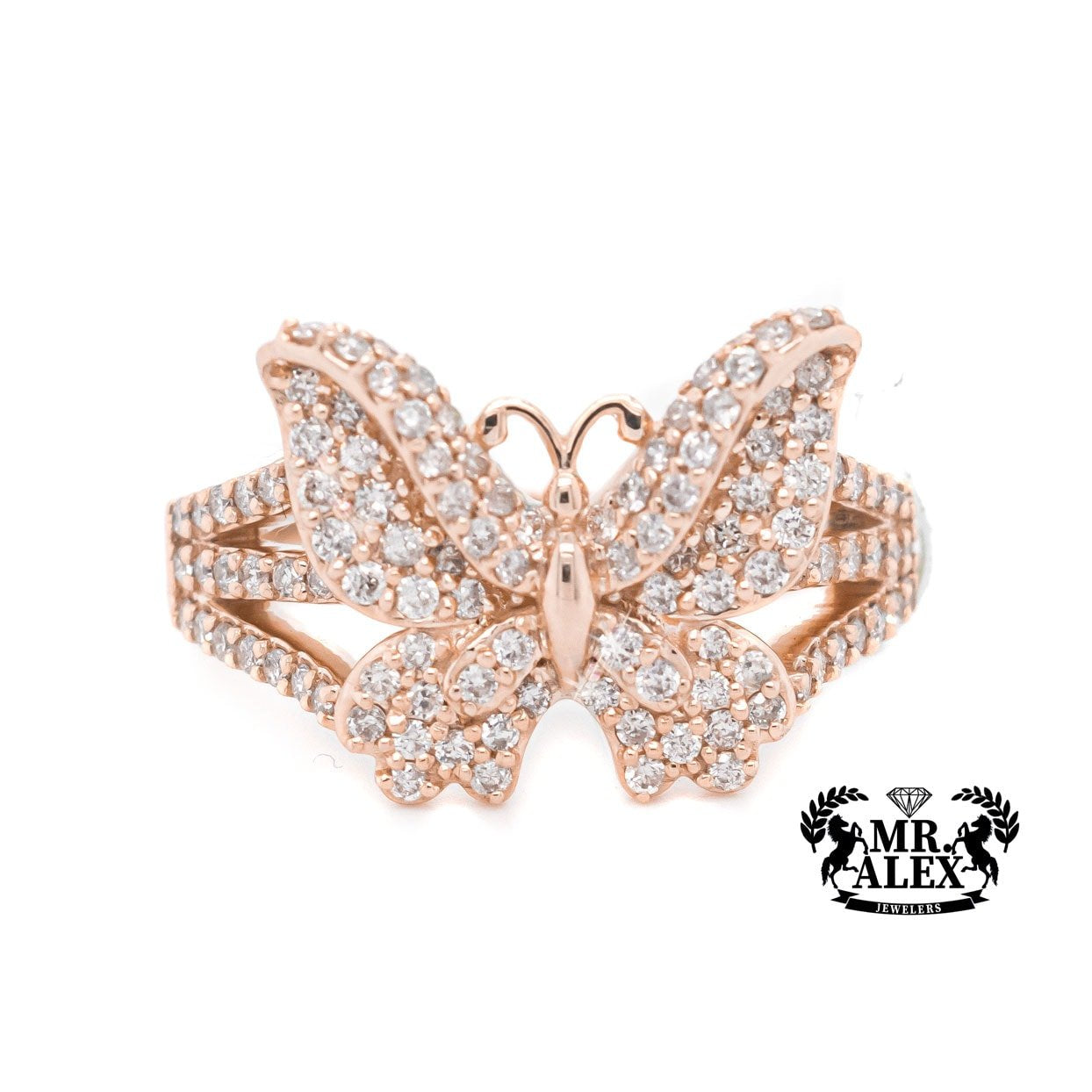 10K Butterfly Diamond Ring 0.90ct - Mr. Alex Jewelry
